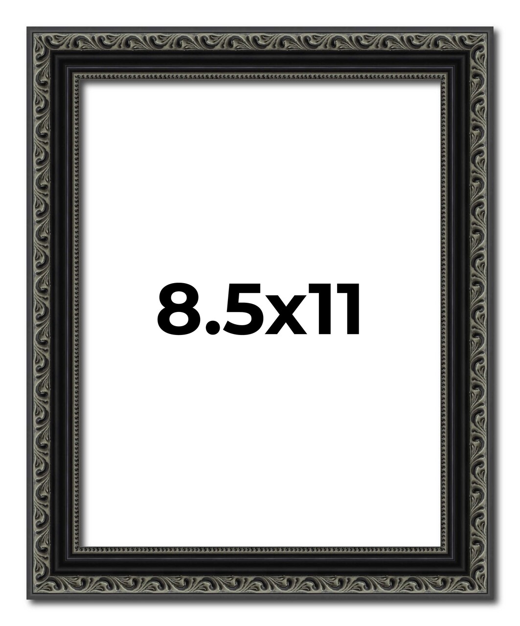 Photo Size Antique Black Picture Frame - UV Acrylic, Foam Board Backing, Hanging Hardware